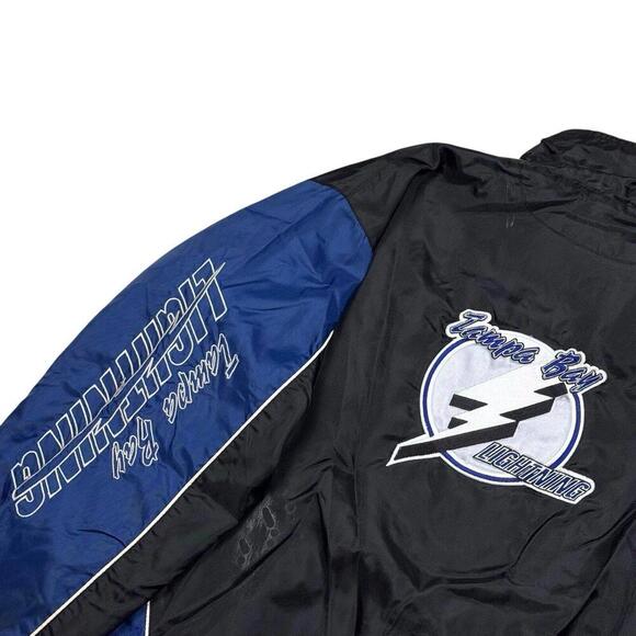 Vintage NHL Tampa Bay Lightning Windbreaker Jacket Black Blue Large Retro 90s - Picture 9 of 12